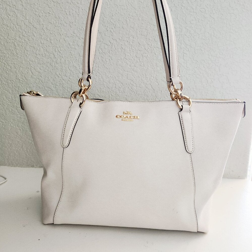 Coach Ava Cream Leather Shoulder Bag Purse Tote